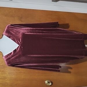 Nwt Lands' End Burgundy Velvet Tunic Top 1X (16-18 W)